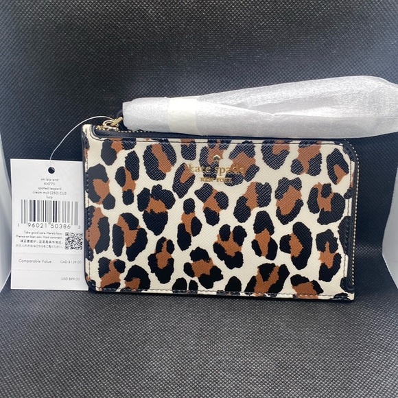 ♠️Kate Spade♠️ Lucy Leopard Small L Zip Wristlet/NWT - Picture 4 of 10